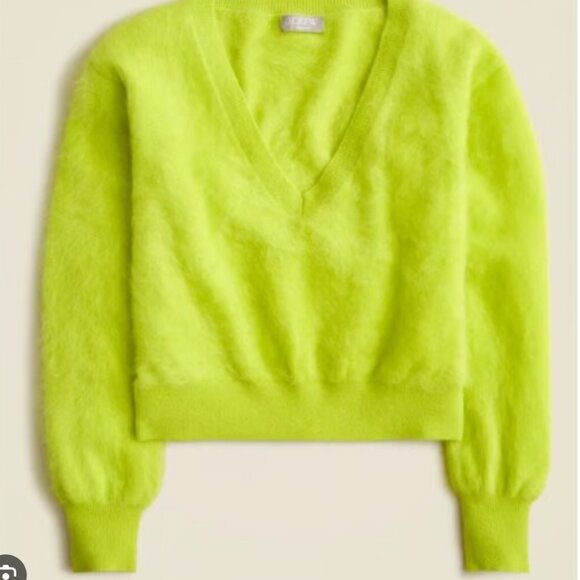 J.Crew V Neck Cropped Brushed Cashmere Sweater - Picture 1 of 9